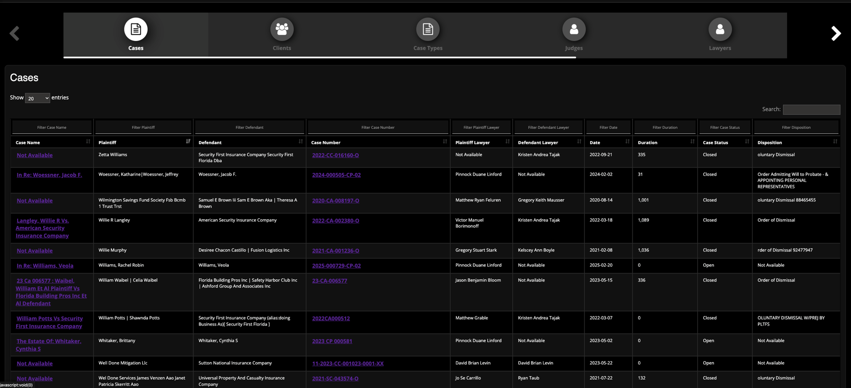 Counsel Intelligence dashboard screenshot